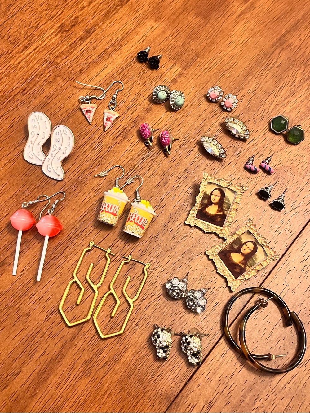 Assorted Fashion Earring Lot of 17 - Colorful Novelty & Vintage-Inspired Styles